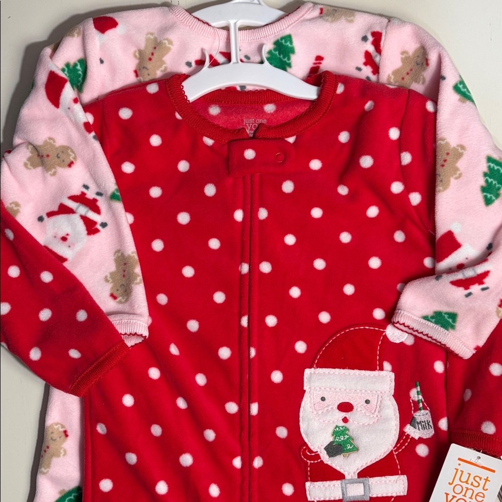 Set of 2 Carter’s Christmas “just one you” 18 months infant sleepers pajamas pjs
